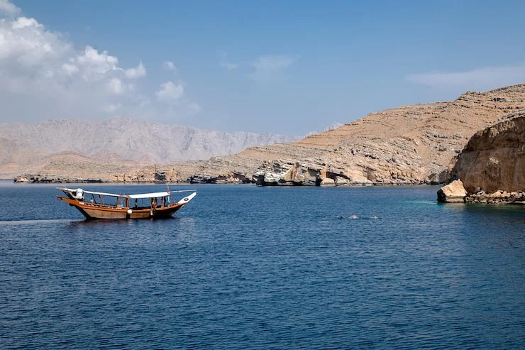 Traditional dhow cruise during a scenic Musandam trip from Dubai